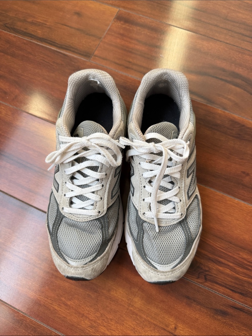 New Balance Gray and White Athletic Sneakers